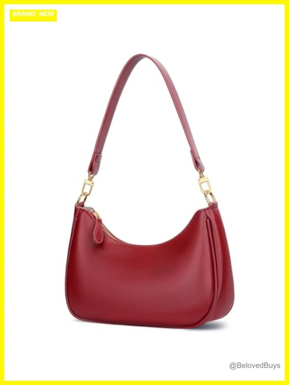 PU Leather Hobo Shoulder Bag with Chain Strap - Cute Retro Handbag